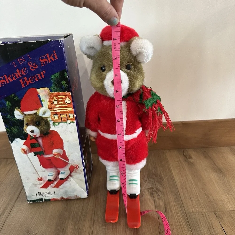 VTG 2 In 1‎ Skate & Ski Christmas Bear Battery Operated Works! 80s Missing Poles